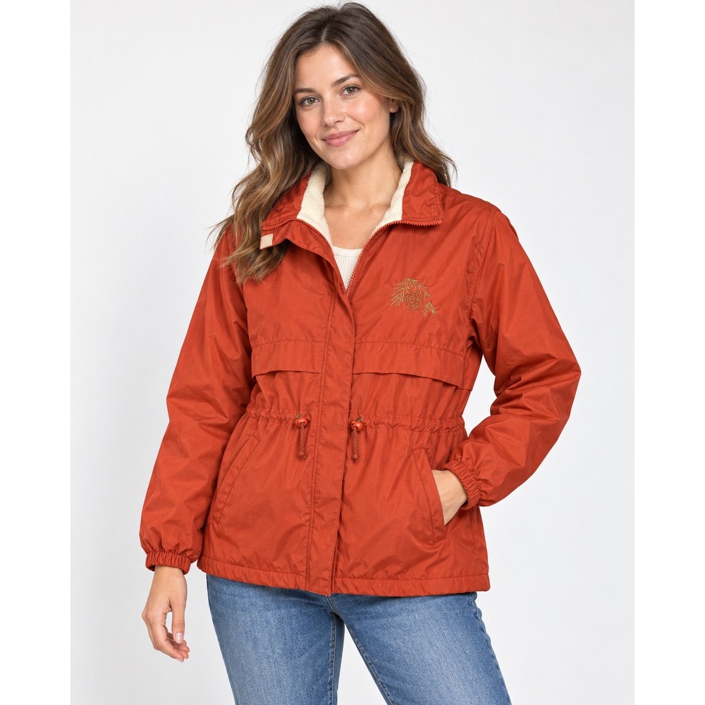 Northern Sun Vintage 90s Burnt Orange Faux Shearling Lined Parka Jacket Medium